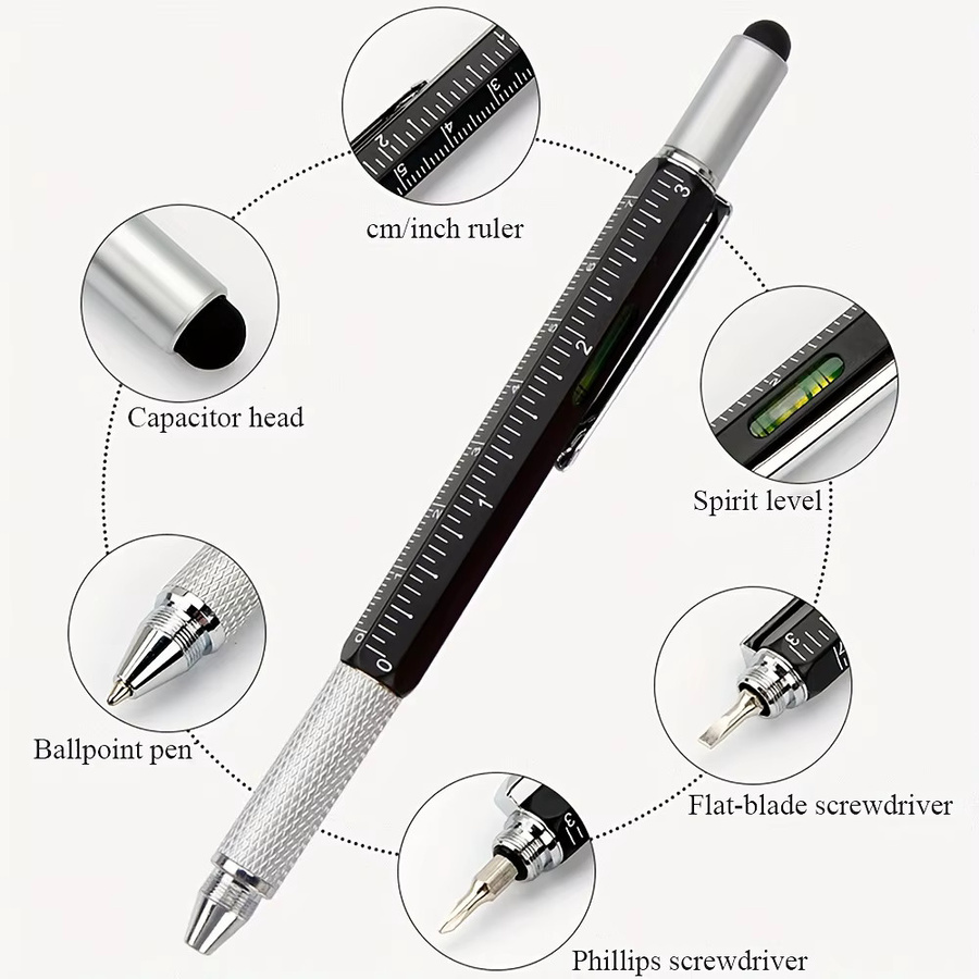 7-in-1 Stylus-Stift in sechseckiger Form mit Metallgehäuse und Tinte, Multicolour, kompatibel mit kapazitiven Touchscreens - Bild 2
