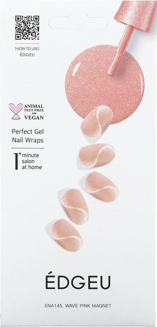 EDGEU Gel-Nagel-Wrap Ena 145, Wave Pink Magnetic, 19-teiliges Set, schimmernd - Bild 1