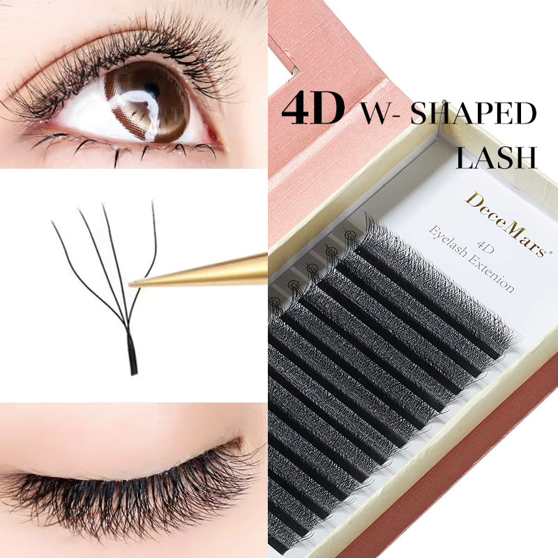 DeceMars Wimpernverlängerungen 4D W-förmig, Black, Unisex, 3er Set - Bild 3