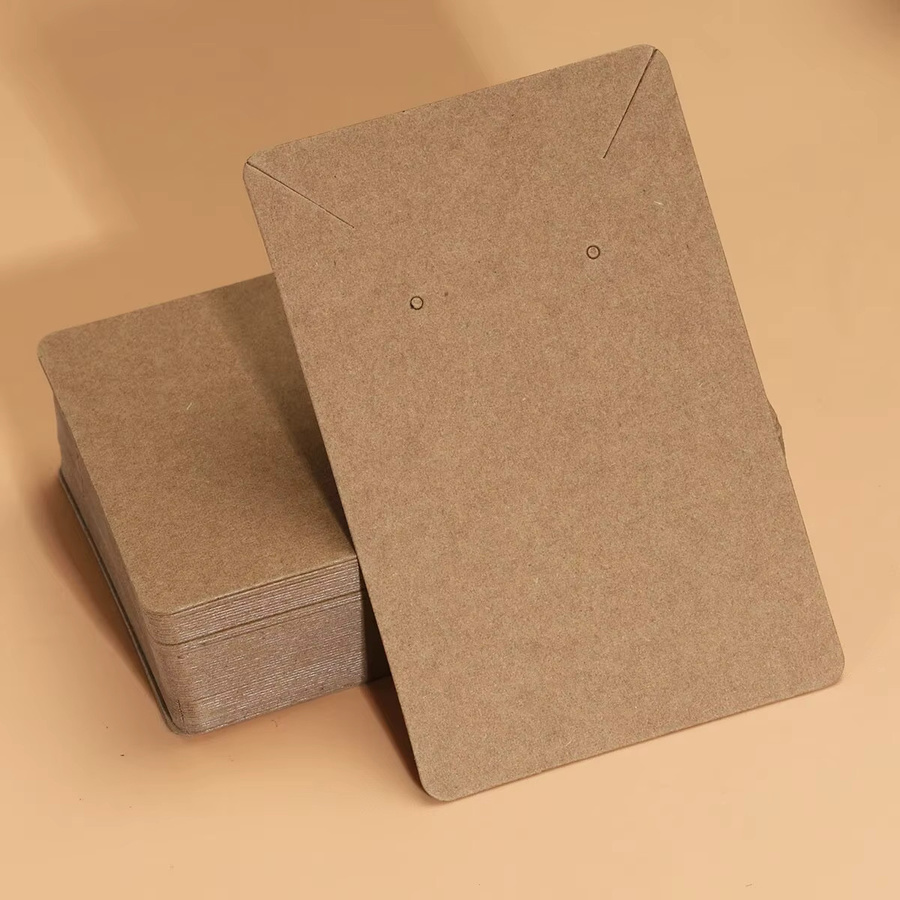 Ailimi Schmuckdisplay Karten aus Kraftpapier für Halsketten und Ohrringe, 50 Stück, Braun, B: 9 cm, H: 6 cm - Bild 2
