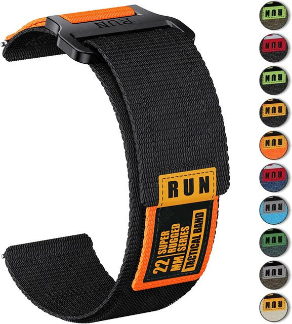 Geekthink Uhrenarmband Nylon, Schwarz, Unisex, 20 22mm - Bild 1