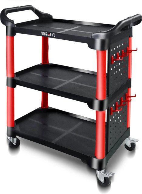 CCLIFE Werkstattwagen bestückt mit 3 Etagen, zwei Werkzeugtafeln und 8 Haken, Tragkraft 150 kg, B/T/H: 87 x 43 x 66 cm - Bild 1