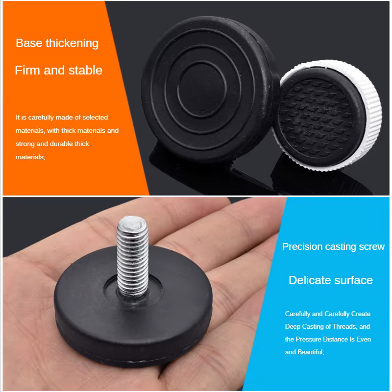 4er Set Einstellbare Nivellierung Stuhl Bein Füße in Schwarz mit M6 und M8 Schrauben als Möbel Matte und Bodenschutz Anti-slip Pad für Sofa Bett Schrank und Tisch - Bild 4