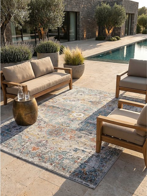 Outdoor-Teppich Niederflor Kadima Mehrfarbig B/T/H: 120 x 170 x 1 cm - Bild 1