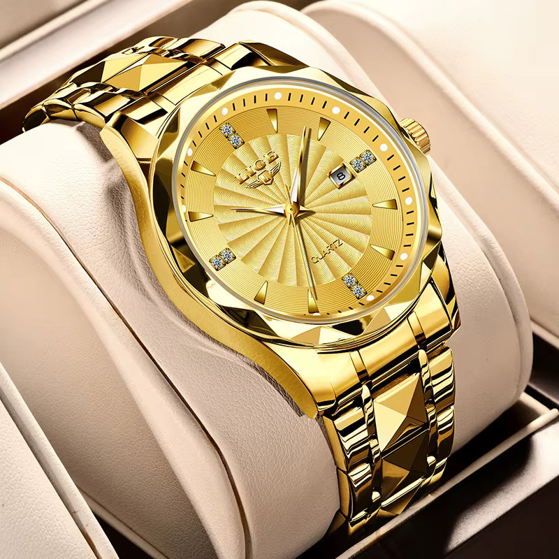 LIGE Armbanduhr Chronograph, Quarz, Edelstahl, Gold, Herren - Bild 5