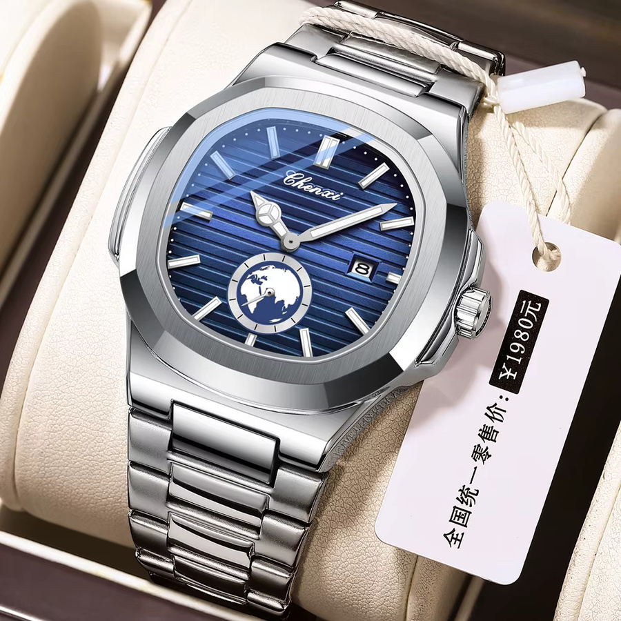 CHENXI Armbanduhr Edelstahl, Quarz, Blau, Herren - Bild 2