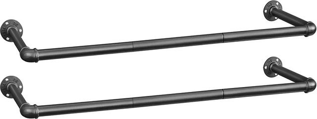 Songmics Kleiderstangen Wandbefestigung 2er Set in Schwarz Matt, Industrie-Design, B/T/H: 92 x 30 x 7 cm - Bild 1