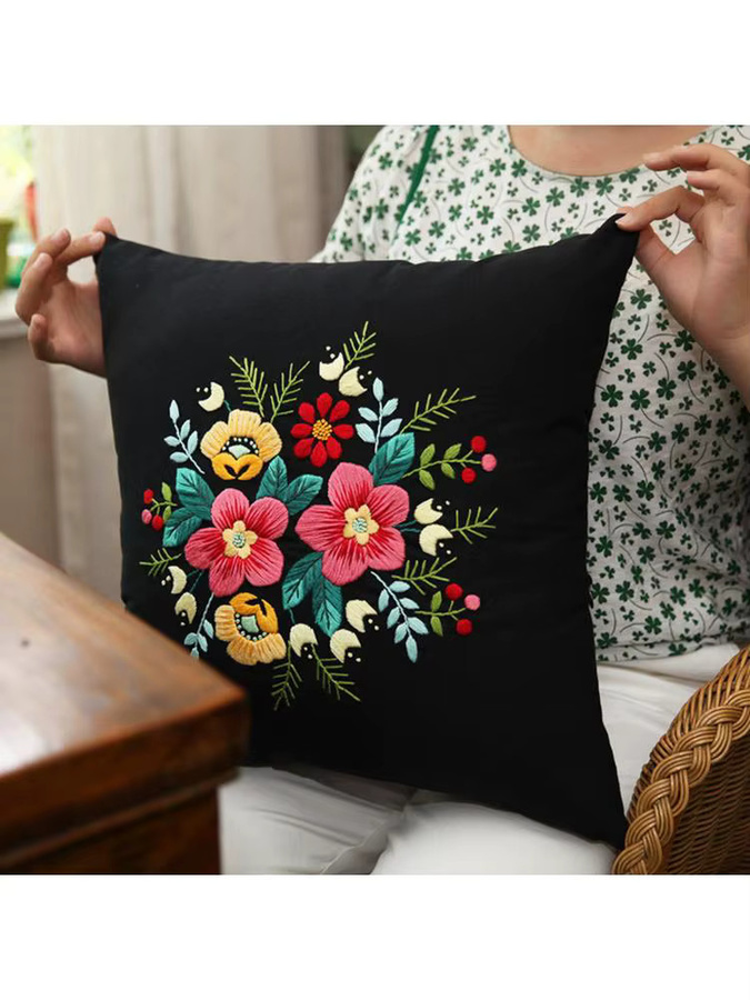 Kesoto DIY Stickerei-Kissenbezug-Set mit floralem Design in Blau, quadratische Kissenhüllen für dein Wohnzimmer-Zubehör - Bild 6