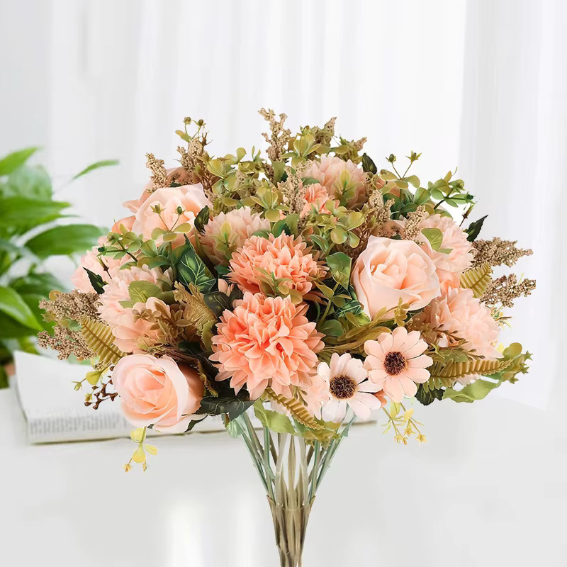 TTCY Künstliche Seidenrosen und Chrysanthemen für Hochzeiten, Weihnachten und DIY-Dekorationen - Bild 2
