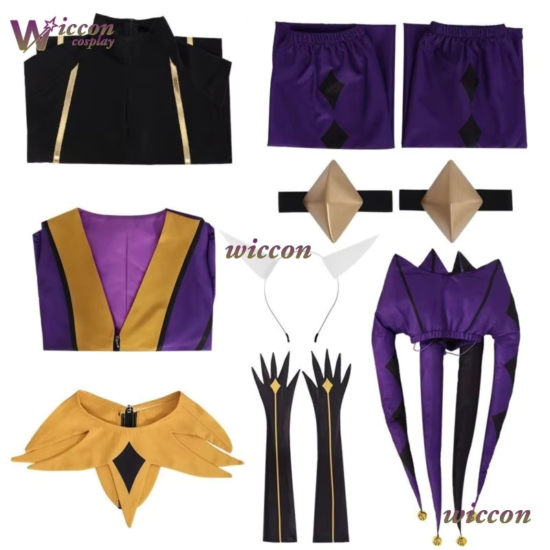 Yesok The Freak Circus-Jester Cosplay, Clown-Outfit Kostüm, Lila - Bild 5