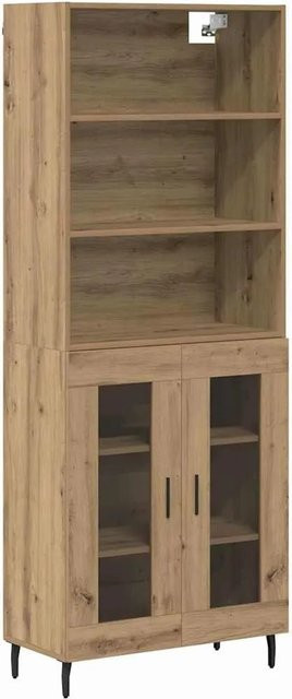 vidaXL Highboard Artisan-Eiche mit Glastüren und Regalen, B/T/H: 69,5 x 34 x 180 cm - Bild 1