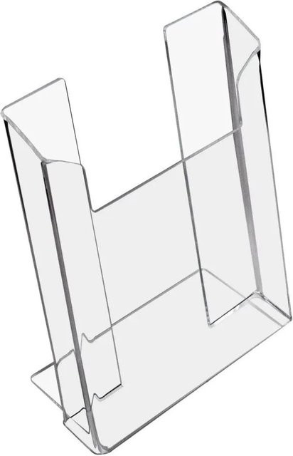 HMF Acryl Prospekthalter DIN A5 Hochformat transparent B: 16 cm, T: 19,5 cm, H: 9 cm - Bild 1