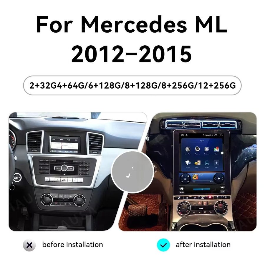 YANFU Multimedia-Player Autoradio mit Bluetooth und GPS für Mercedes Benz GL X166 und ML W166 (2012 - 2015) in Schwarz mit kabellosem Carplay und Android Auto - Bild 2