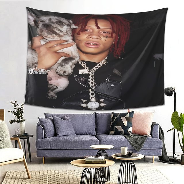 VIKAMA Wandteppich Trippie Redd Dog-Hugging Streetwear Design, Mehrfarbig, Breite: 60 cm, Höhe: 40 cm - Bild 1
