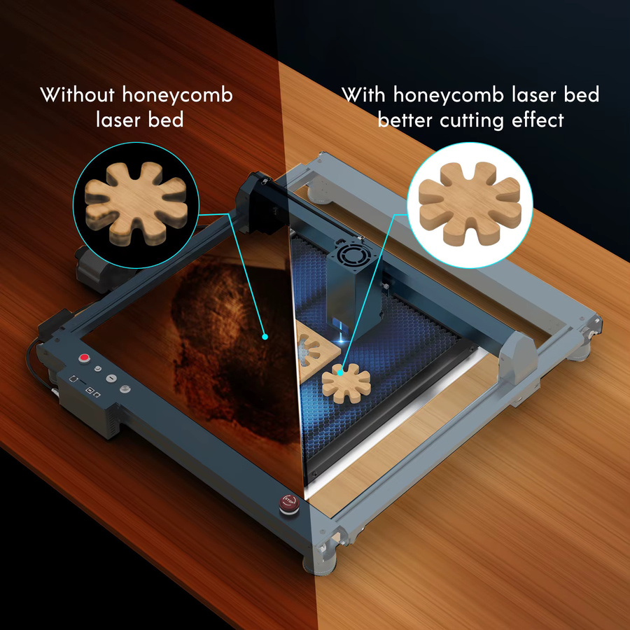 LONGER Laser-Honigwaben-Arbeitstisch mit Aluminiumplatte für Lasergravierer und Laserschneider, Farbe: Silber, B/T: 50 x 50 cm - Bild 4