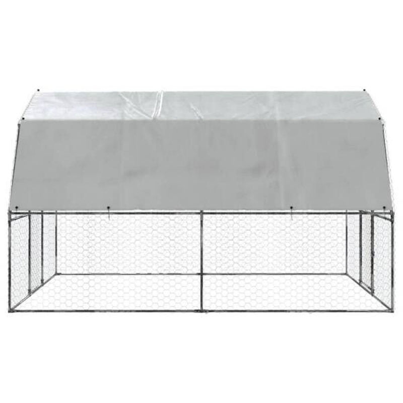 vidaXL Hühnergehege aus verzinktem Stahl mit Dach und Tür, Silber, B: 285 cm, H: 230 cm, T: 285 cm - Bild 2