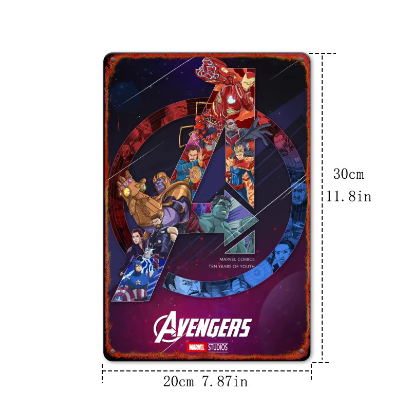 Potdemiel Avengers Wandkunst aus Metall mit Marvel-Helden-Illustration, Mehrfarbig, Breite: 20,32 cm, Höhe: 30,48 cm - Bild 2