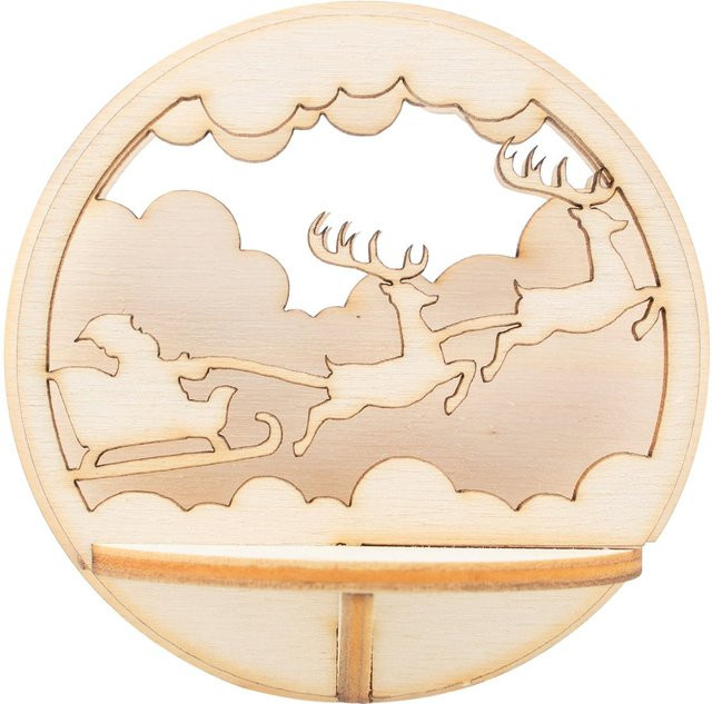 VBS Holz-Steckmotiv Rentierschlitten aus Sperrholz in Beige für Acrylkugeln zur Weihnachtsdekoration - Bild 1