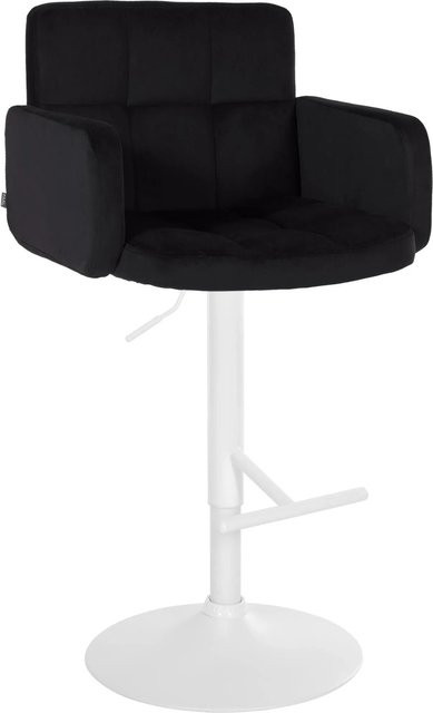 DELUKE Barhocker SUTUN aus Samt mit Lehne, drehbar, Schwarz und Weiß, B/T/H: 60 x 56 x 93 cm - Bild 1