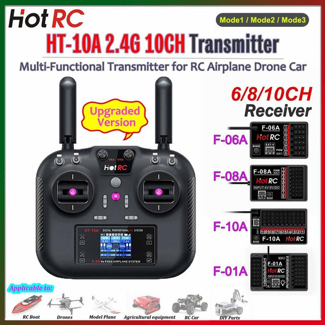 HOTRC HT-10A 2,4G 10-Kanal Sender, Fernbedienung, ab 14 Jahren - Bild 1