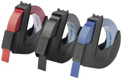 Dymo 3D Prägebänder Set aus Vinyl, 3er Set in Blau-Rot, Blau-Schwarz und Schwarz mit weißer Schrift, Breite: 9 mm, Länge: 3 m pro Band - Bild 1