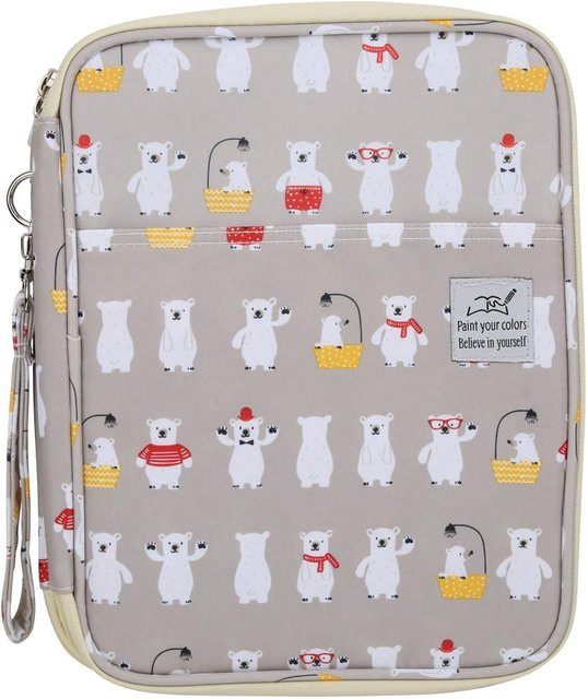 Federmäppchen von happy Moose als flache Aufbewahrungstasche für Künstlerbedarf in Grau und Beige - Bild 1