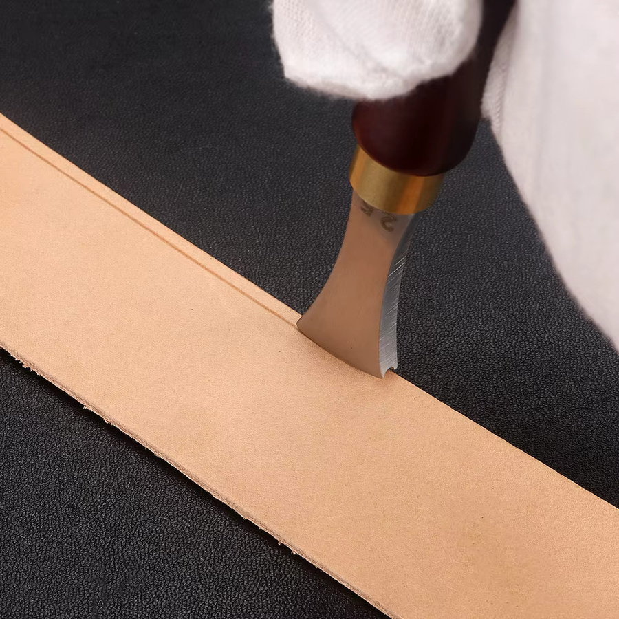 QJH Lederkanten-Positionsmarkierungswerkzeug Leder-Rillenpresse fächerförmiger Kanten-Lockenwickler und Schaber zur flachen Nutmarkierung - Bild 5