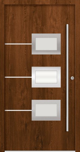 Splendoor Sicherheitshaustür ATHEN Prime RC2 aus Aluminium in Nussbaum Braun mit Glaseinsatz, Höhe: 210 cm, Breite: 110 cm, Tiefe: 7 cm - Bild 1