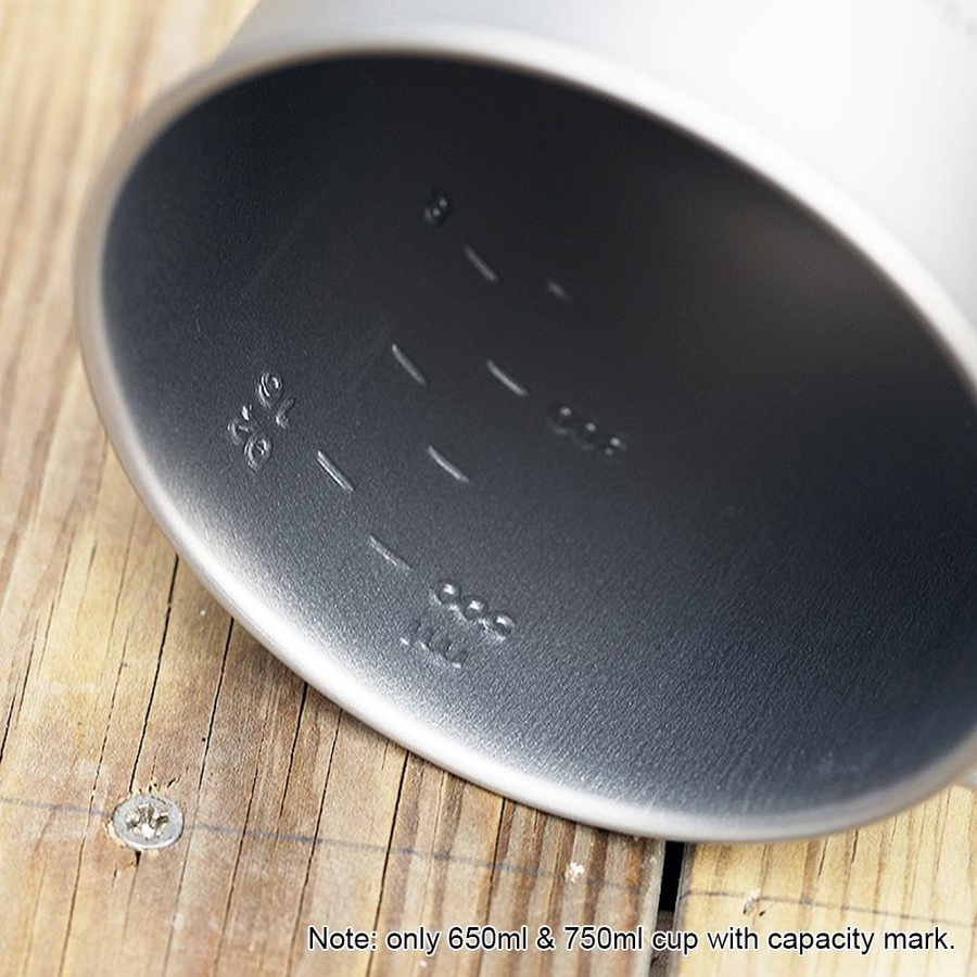 TOMSHOO Ultraleichter Titanbecher Set für den Außenbereich, 2-teilig, Silber, 350 ml und 750 ml mit faltbarem Griff - Bild 6