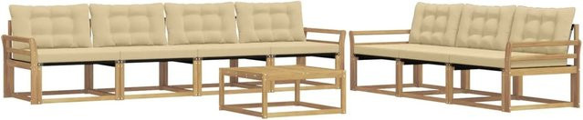 vidaXL Outdoor-Sofagarnitur 8-teilig aus Massivholz Akazienholz mit Textilene-Bezug und Polstern in Weiß und Beige - Bild 1