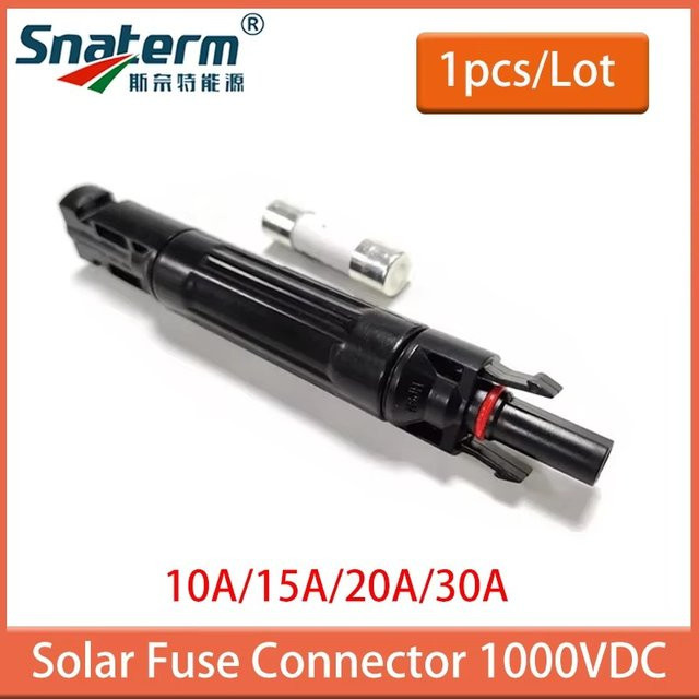 Solar DC Sicherung Stecker Set Männlich zu Weiblich PV Sicherungshalter Schwarz für Solarstromsysteme - Bild 1