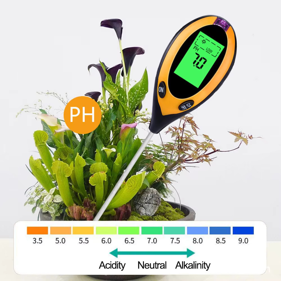 4-in-1 Boden-PH-Detektor zur Analyse von pH-Wert, Lichttemperatur und Luftfeuchtigkeit für Gemüse, Obst und Blumen im Innen- und Außenbereich - Bild 4