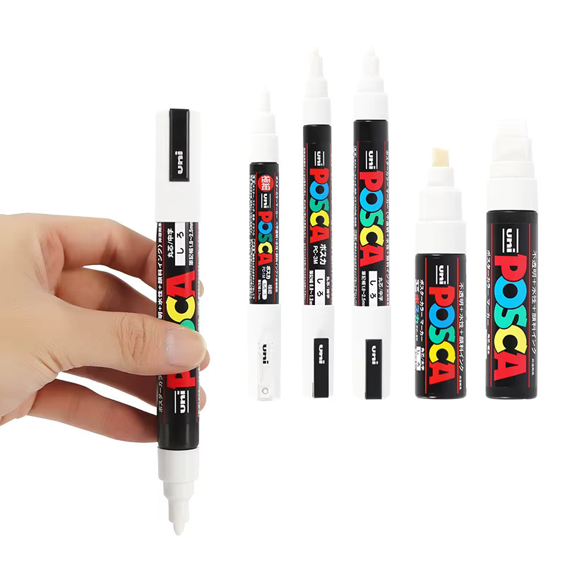 Uni POSCA Marker Weiß Permanent mit Bullet-Spitze für Graffiti und Poster - Bild 6