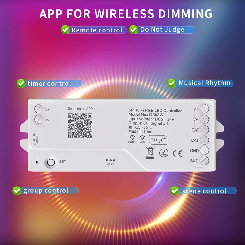 Tuya WiFi RGBIC LED Controller für WS2811 WS2812B WS2814 WS2815 SK6812-RGBW 5050 LED Streifen kompatibel mit Google Home und Alexa - Bild 4