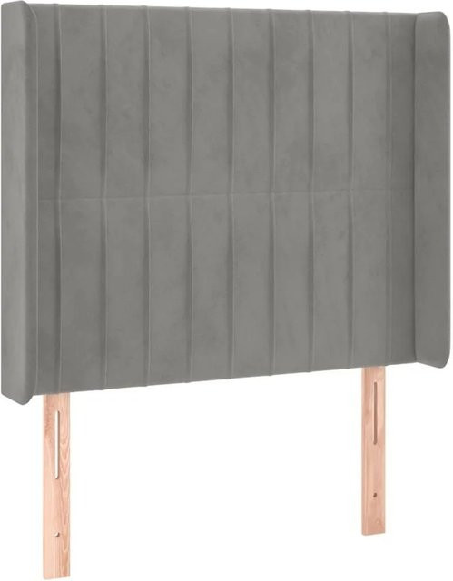 vidaXL Kopfteil mit Ohren in Hellgrau aus Samt, Breite: 83 cm, Tiefe: 16 cm, Höhe: 118 bis 128 cm - Bild 1