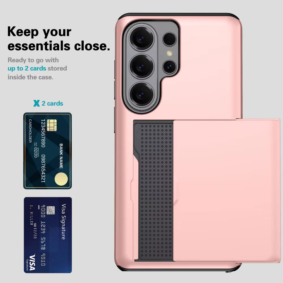 Stoßfeste Brieftaschen-Hülle mit Kartenfach für Samsung Galaxy S26 S25 S24 S23 S22 S21 S20 Ultra FE A56 A36 A37 A17 in Rot oder Pink - Bild 1