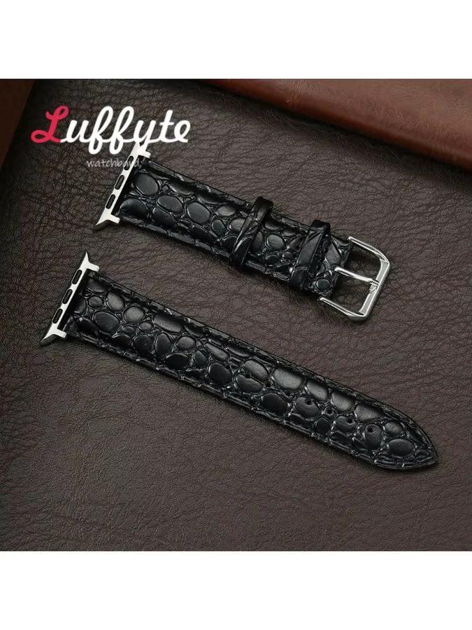 luffyte Uhrenarmband Krokodilmuster PU-Leder, Schwarz, Unisex - Bild 2