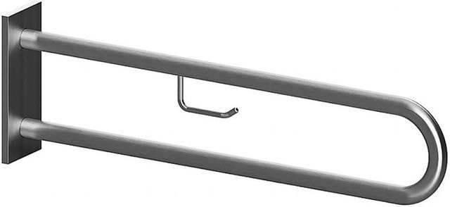 Brillantbad BELP Stützgriff in U-Form mit Toilettenpapierhalter aus Edelstahl gebürstet, Silber, B/T/H: 10,3 x 25,3 x 82,9 cm - Bild 1
