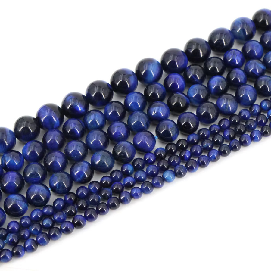 Perlen Naturstein Lapislazuli, Tigerauge, Runde Edelstein Perlen - Bild 4