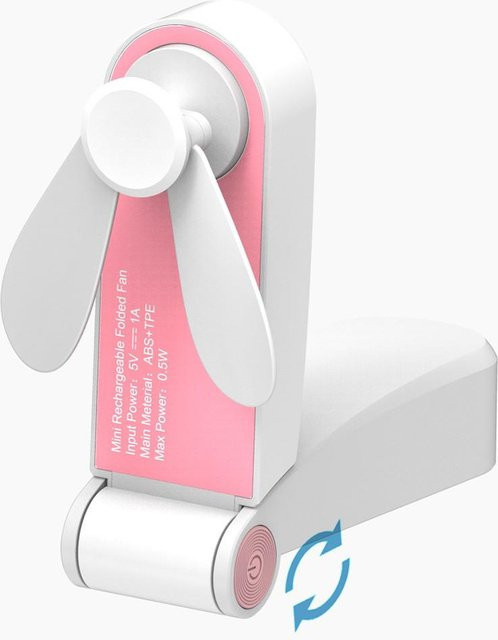 Mango Event USB-Mini-Faltventilator, tragbarer elektrischer Luftkühler, aufladbar, Farbe: Pink - Bild 1