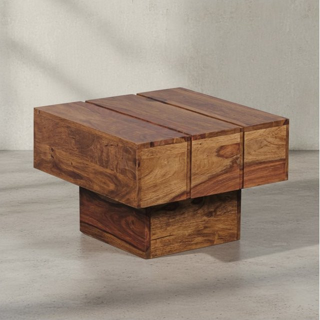 KADIMA DESIGN Beistelltisch SAAR aus Massivholz Sheesham in Braun, B/T/H: 44 x 44 x 30 cm - Bild 1