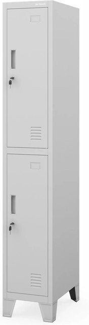 Jan Nowak Garderobenschrank Bartek 1 Plus in Grau aus Stahl mit Kleiderstange und Schloss, Höhe: 172 cm, Breite: 29 cm, Tiefe: 45 cm - Bild 1