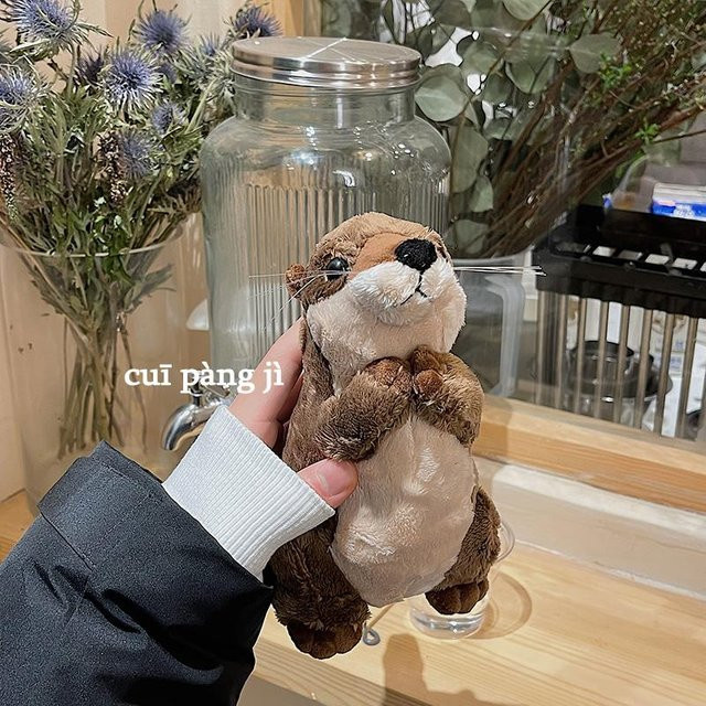 Yiran toy Kawaii Fischotter Plüschtier, Seeotter Puppe, 18cm, Braun - Bild 1