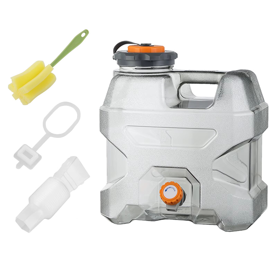 Alloet Wasserbehälter mit Zapfhahn, tragbarer Wassertank für Camping und Outdoor, transparent grau, 12 l - Bild 2
