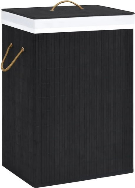 vidaXL Bambus-Wäschekorb mit 2 Fächern in Schwarz, 72 l, B: 40 cm, T: 30 cm, H: 60 cm - Bild 1
