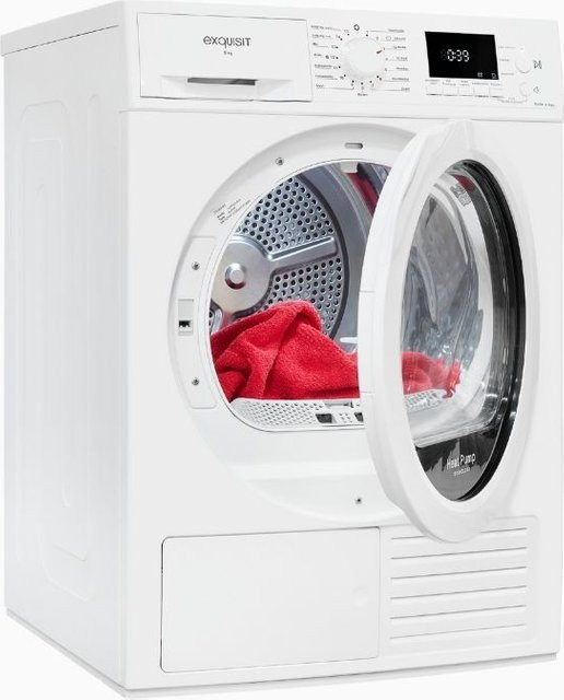 Exquisit Wärmepumpentrockner TWP903-410 Weiss, A++ Energieeffizienzklasse, Frontlader, B/T/H: 59,5 x 59,5 x 84,5 cm - Bild 1