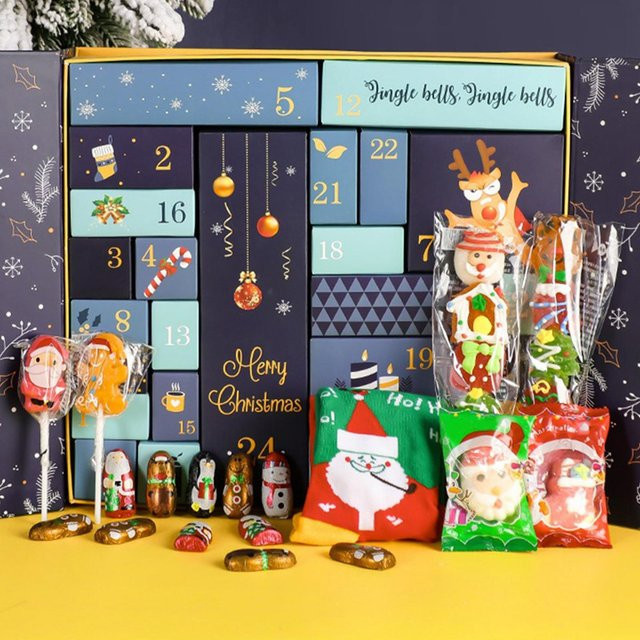 EVE Weihnachtskalender-Verpackungsboxen mit 24 Gittern in Blau und Multicolour aus Papier - Bild 1