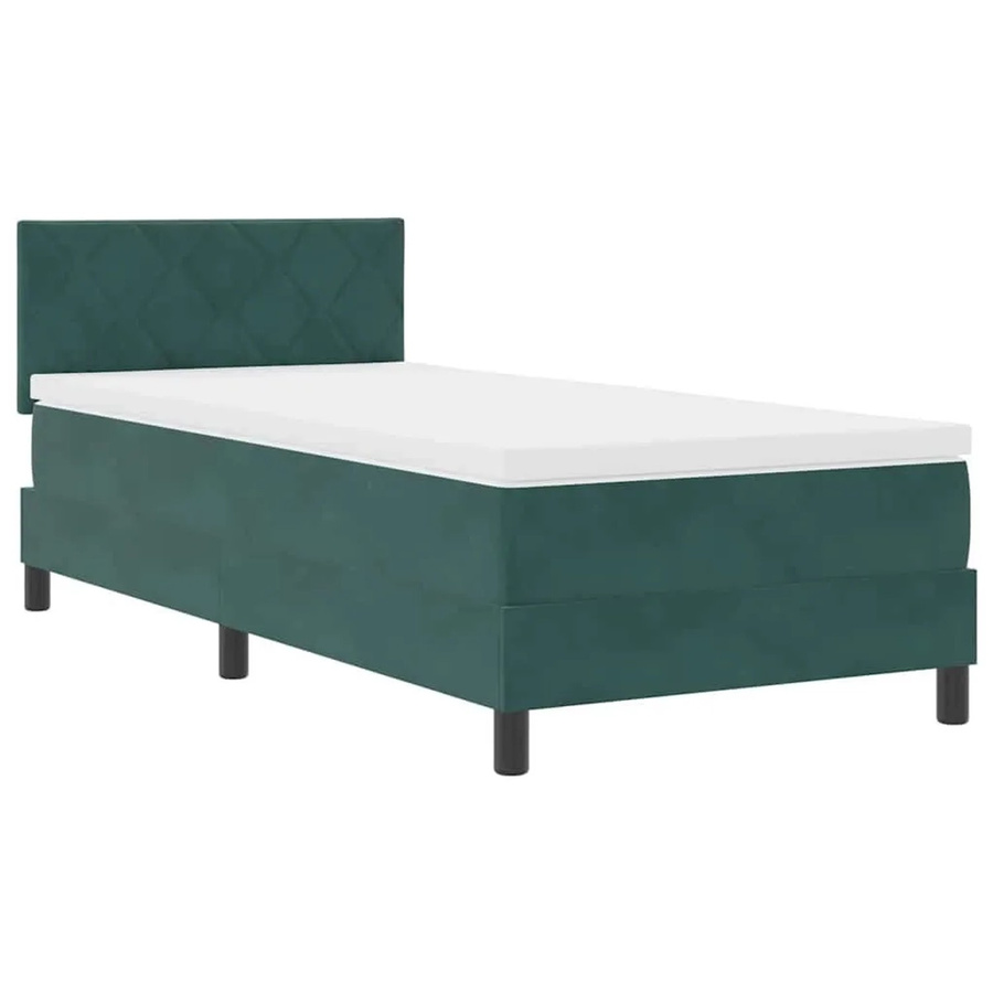 vidaXL Boxspringbett mit Matratze aus Stoff in Dunkelgrün, B/T/H: 90 x 190 x 88 cm - Bild 2