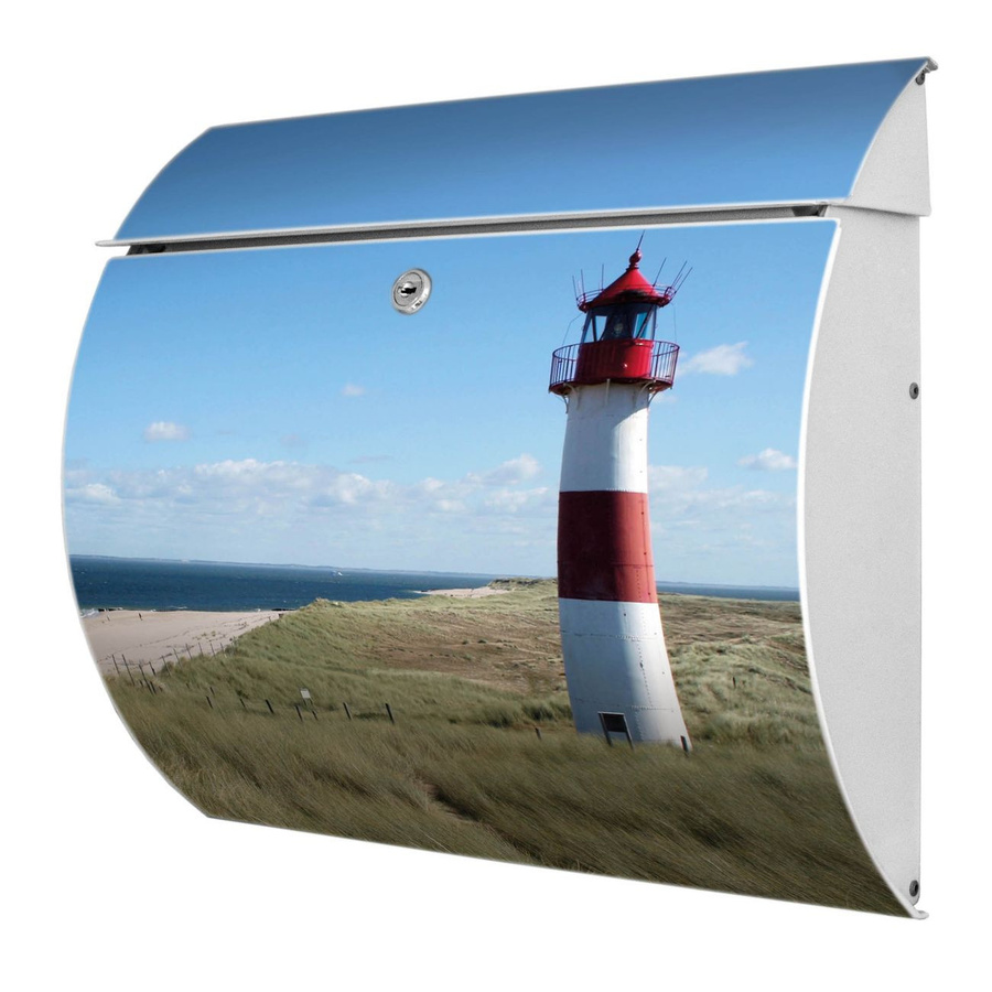 Wandbriefkasten Toscana von Burg-Wächter mit Leuchtturm-Motiv in Weiß, B/H/T: 38 x 33 x 11 cm - Bild 1