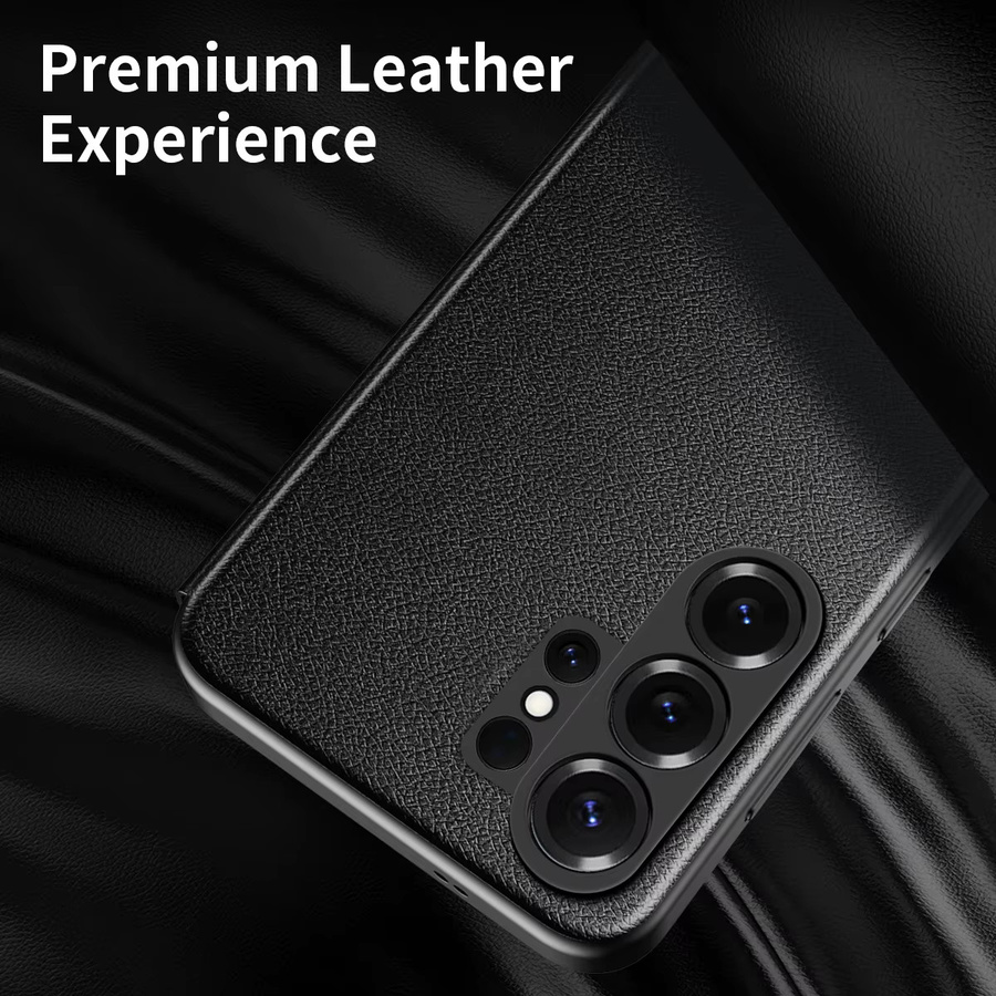 APP Luxus Leder Handytasche mit Fensterabdeckung für Samsung Galaxy S26 S25 S24 S23 S22 Ultra Plus S25FE Edge Flip in Schwarz - Bild 2